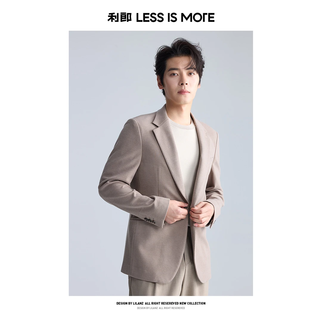 利郎【绵羊毛单西】男士高档轻奢商务休闲西服毛呢修身西装春秋外套