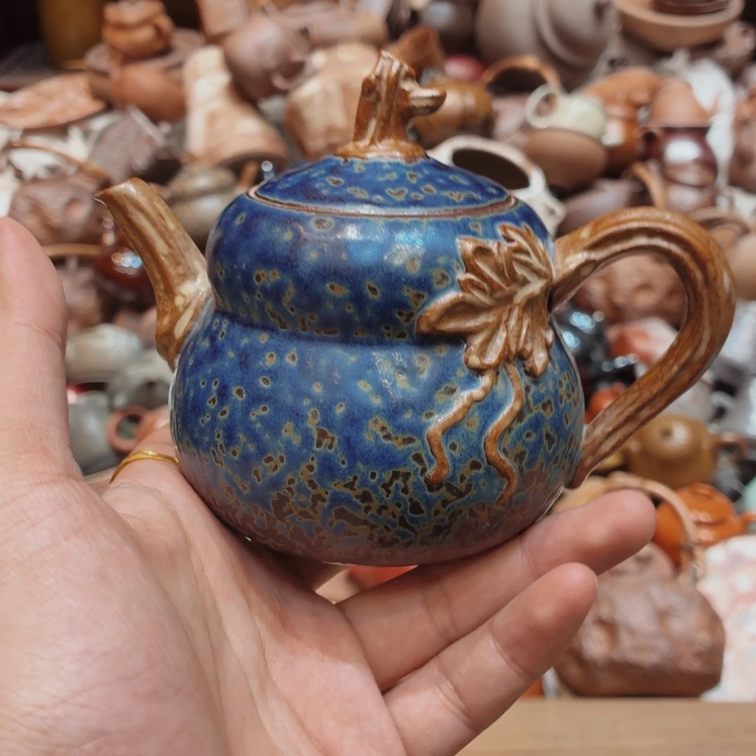 柴烧老岩泥手工茶壶器皿