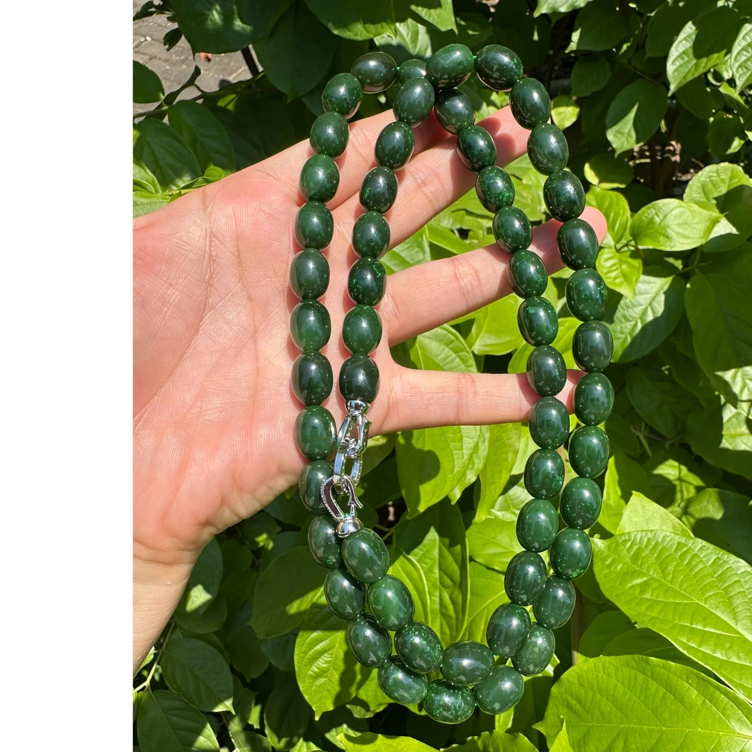 和田玉北极玉老型珠项链卡11✖️13