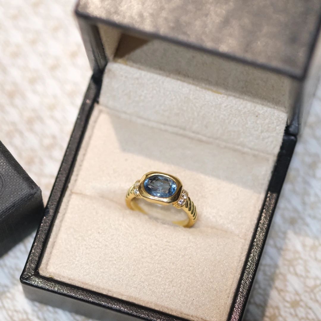 99新 Chanel/香奈儿 宝格丽蓝色托帕石戒指