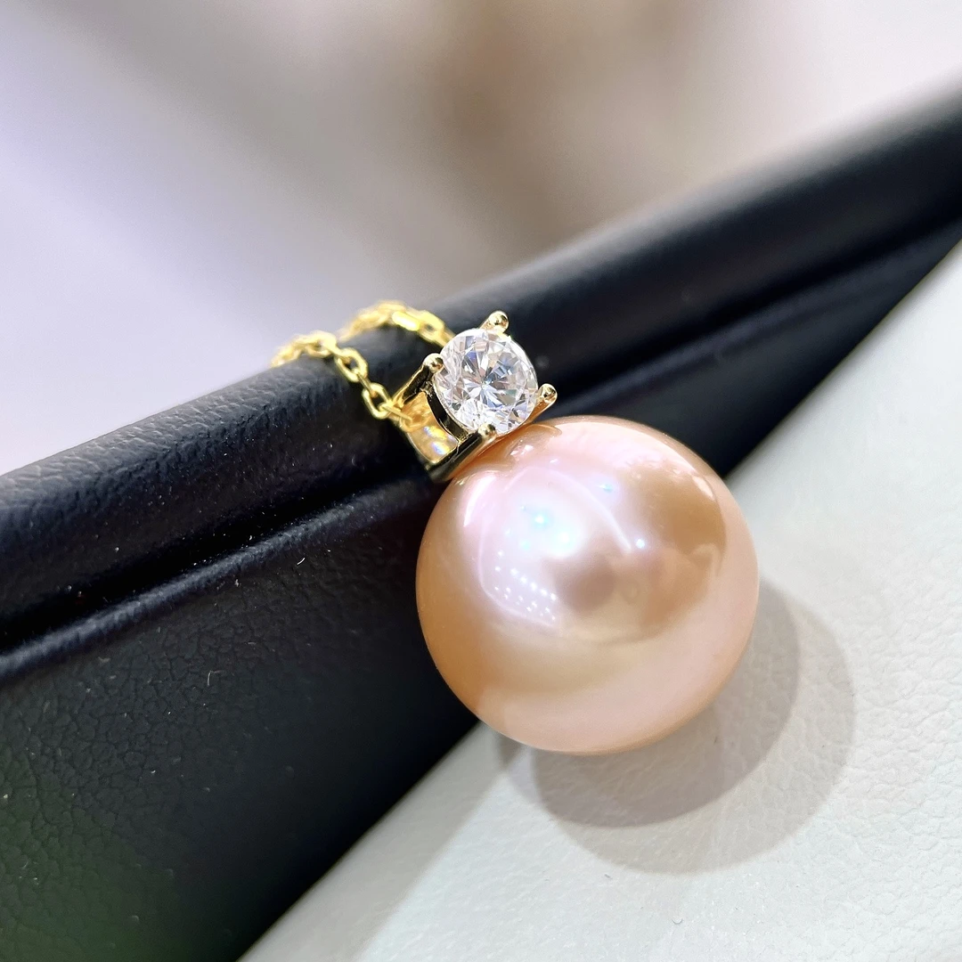 天然珍珠 淡水爱玛橙设计款吊坠 12-13MM S925银S1282