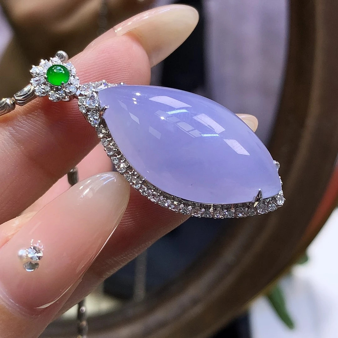 18K金镶嵌挂件翡翠不含链紫随性