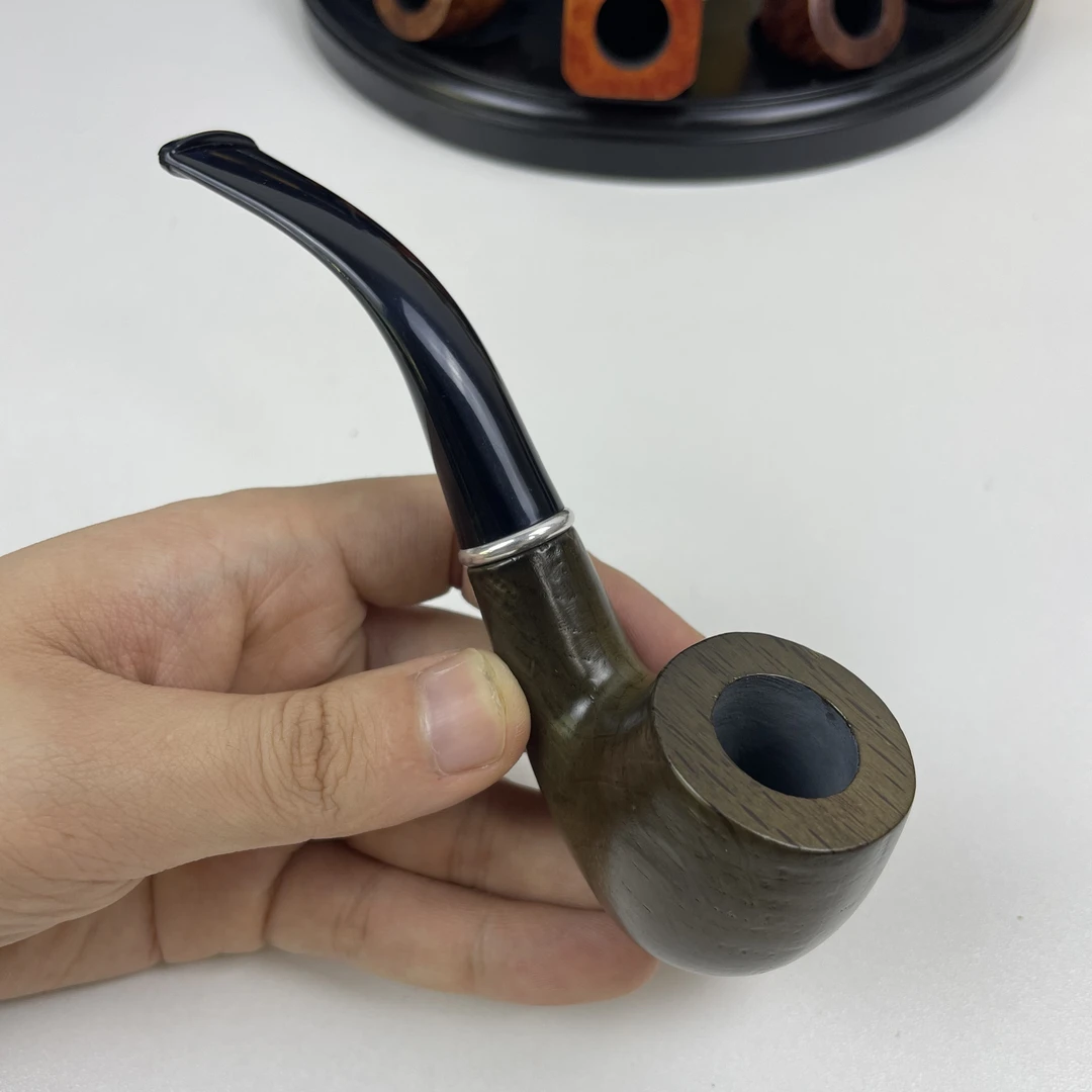 黑檀木小号实木烟斗直斗专用斗石楠木斗老式烟斗烟锅袋