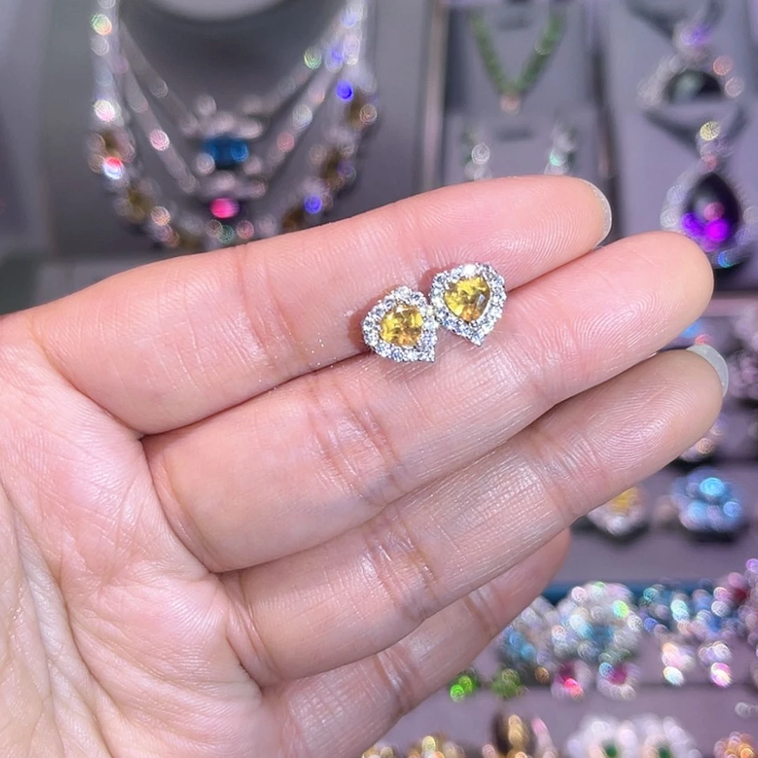 【闪购商品】黄晶耳饰银S925镶嵌耳饰