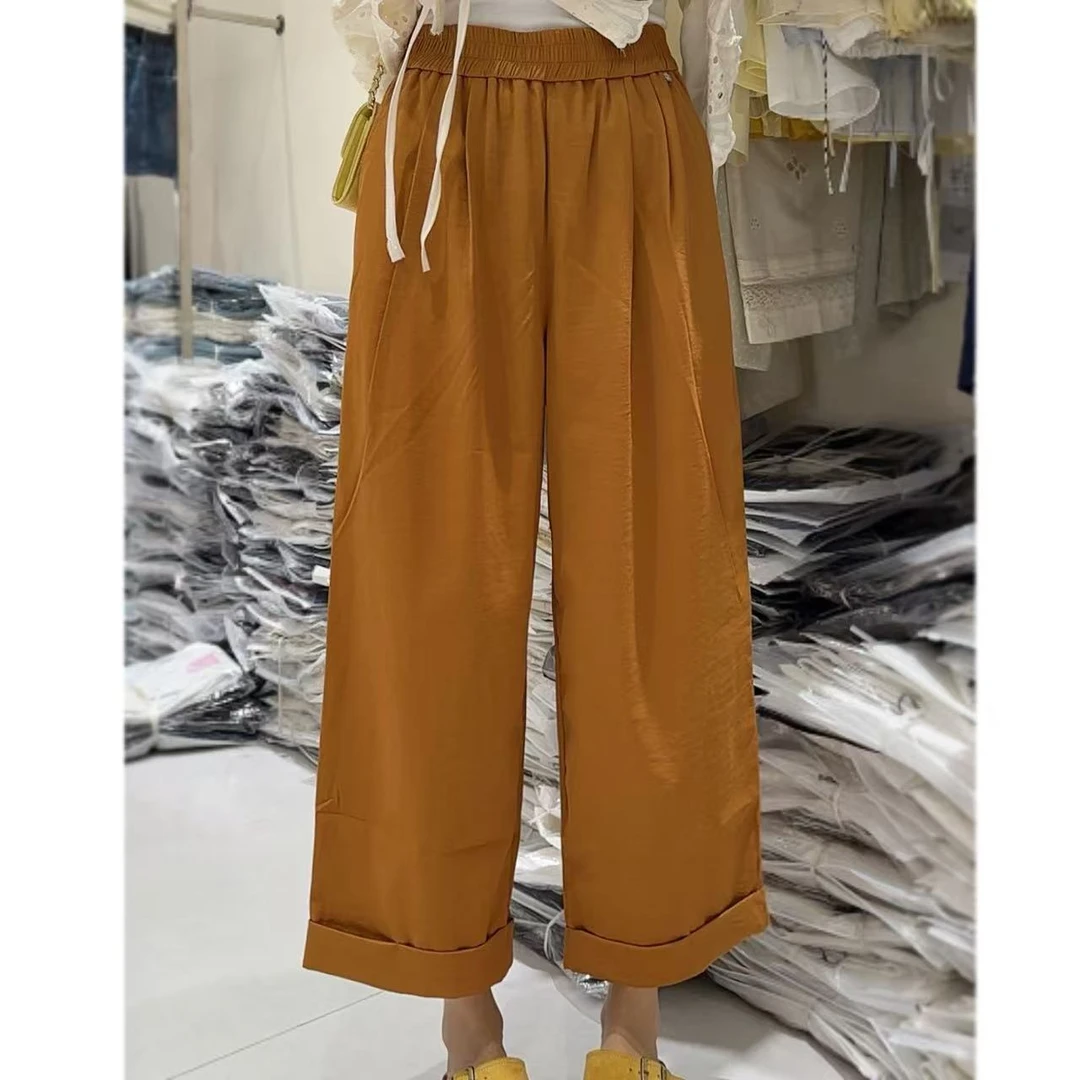 【三懿服饰】夏季高腰显瘦百搭阔腿九分裤-050