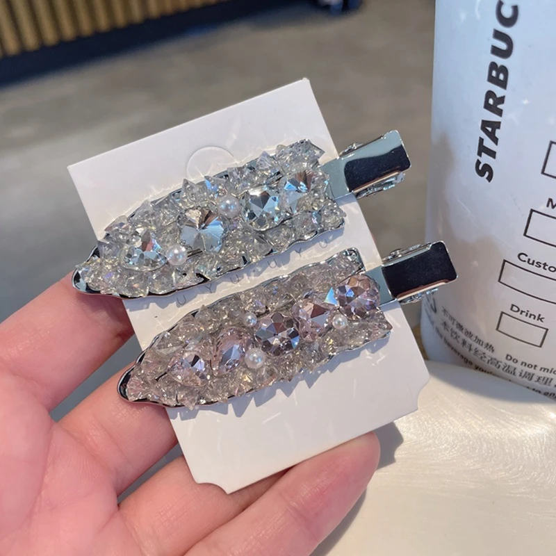 精致水晶无痕夹鸭嘴夹高级感森系气质侧边夹刘海夹碎发夹发卡发饰