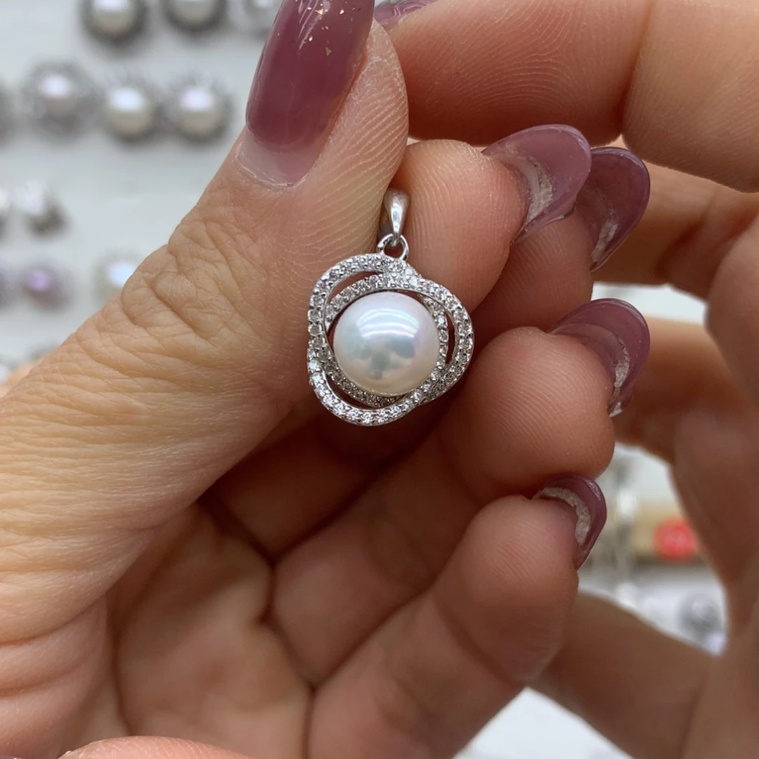 淡水珍珠吊坠(不含链)银S925镶嵌