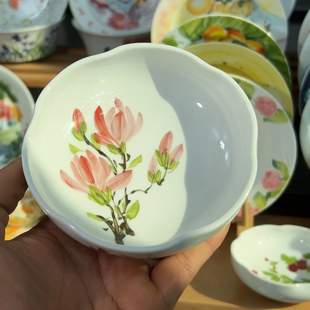 陶瓷景德镇高温釉下陶瓷5寸花口碗