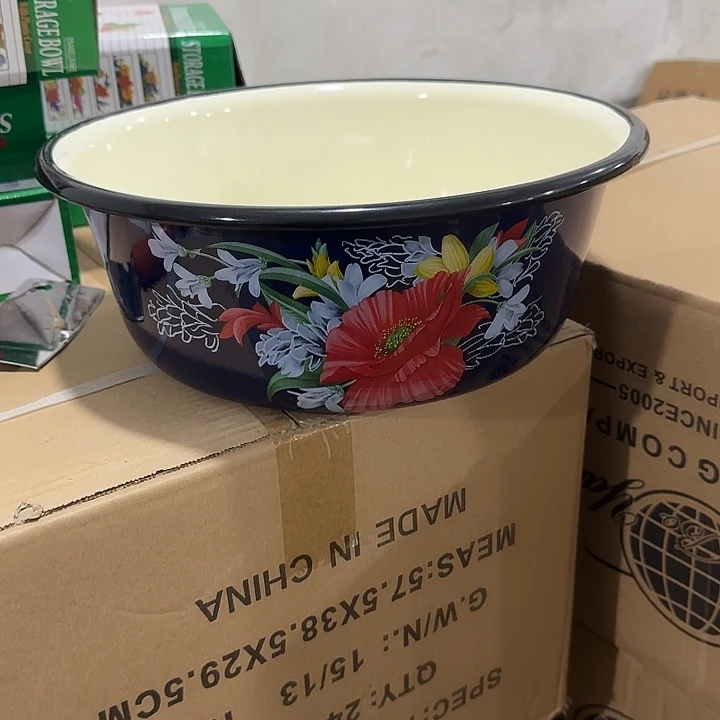 搪瓷32公分特厚外采蓝珐琅搪瓷和面盆