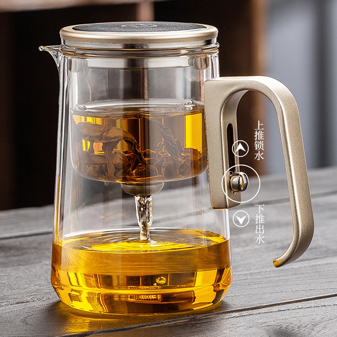 高档加厚磁吸飘逸杯全玻璃内胆茶水分离家用过滤冲茶器防爆泡茶壶