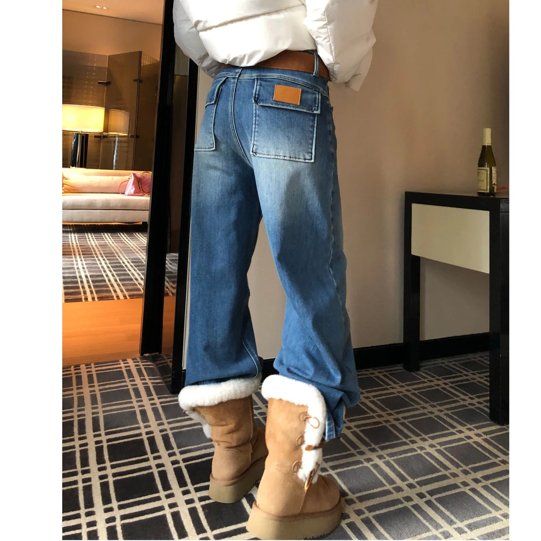 婉君【玩转搭配裤】加绒直筒秋季韩系百搭显瘦牛仔裤LWJ25D4K3258