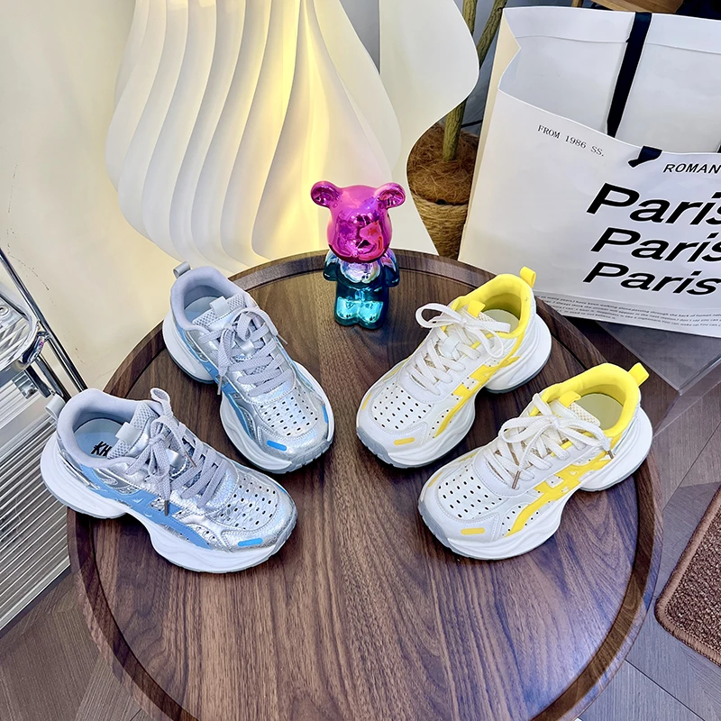 时尚老爹鞋女2025夏季新款多巴胺百搭休闲透气增高厚底小个子女鞋