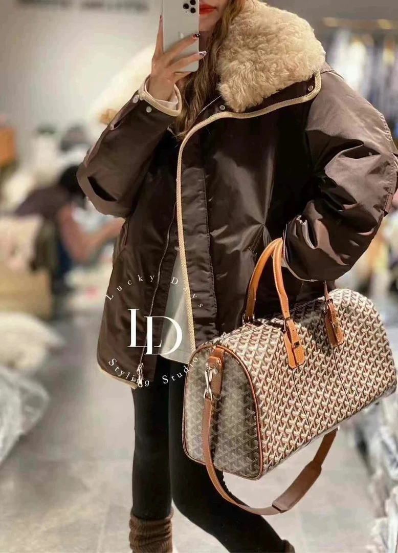 欧洲站2024冬季新款欧货时尚精品派克服女包边翻领加厚内胆轻奢爆