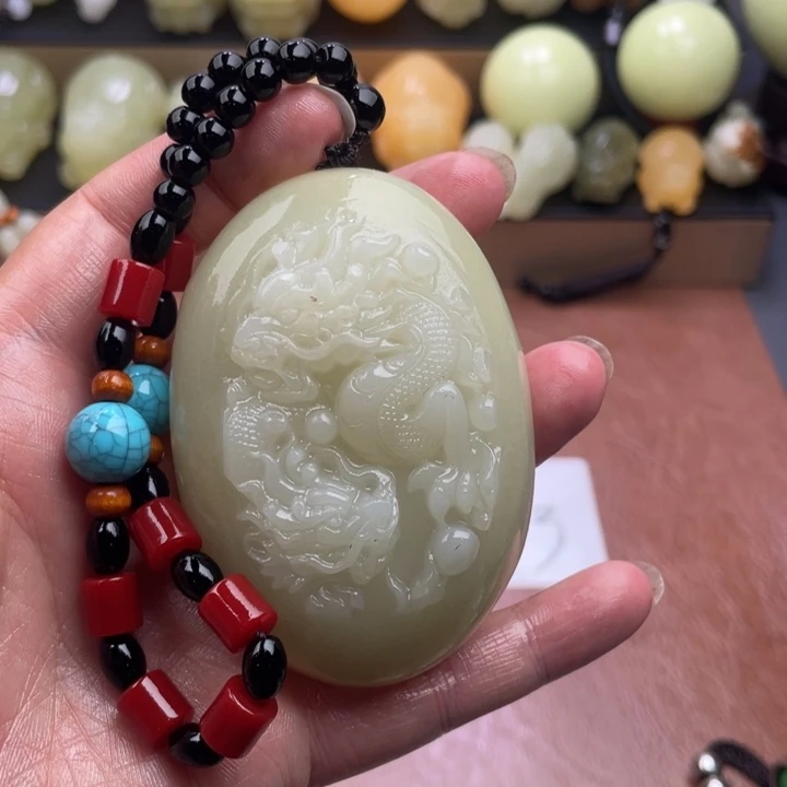 心***物石材天然古青石手把件