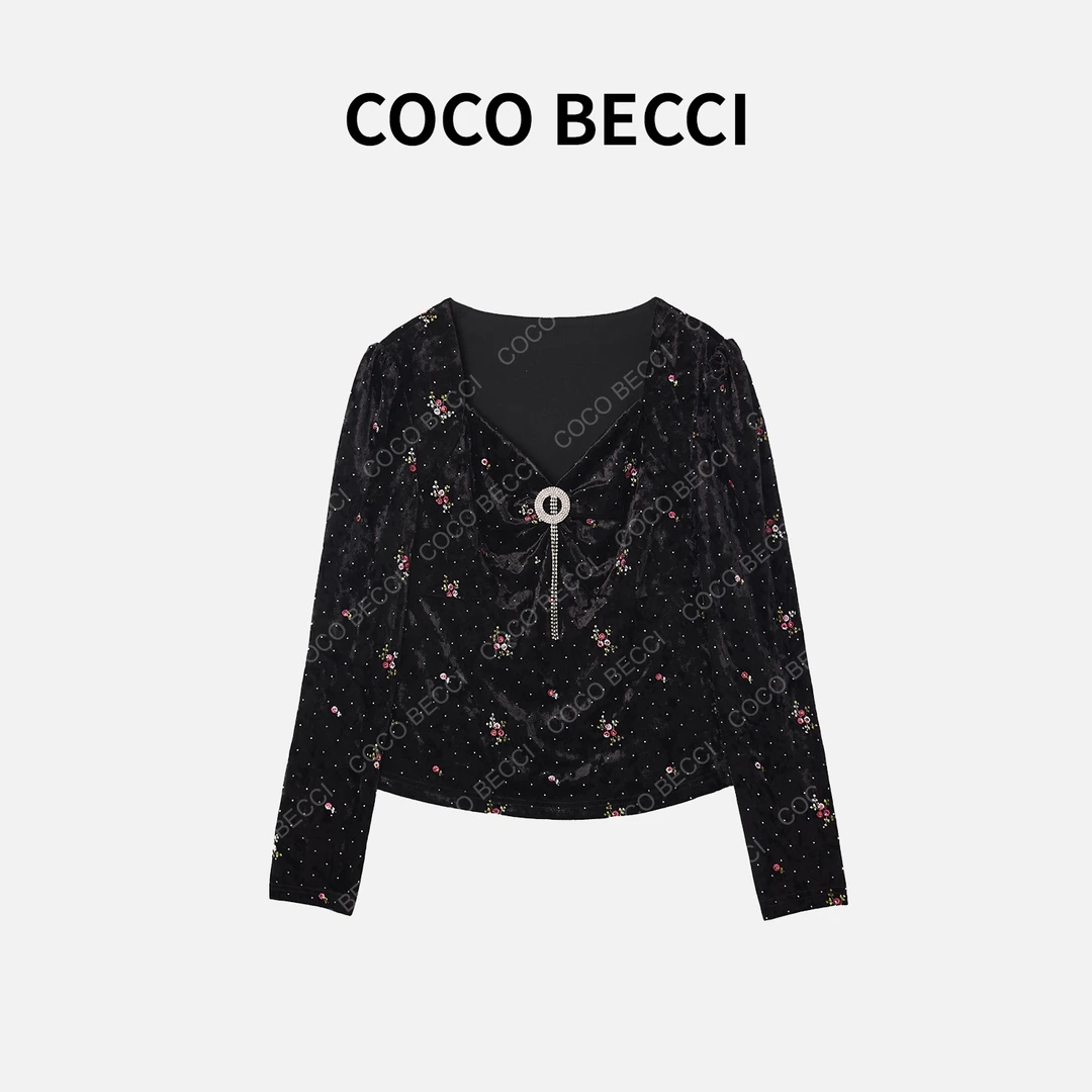 COCO BECCI【都市花屿】高级感丝绒上衣YT24YA140036