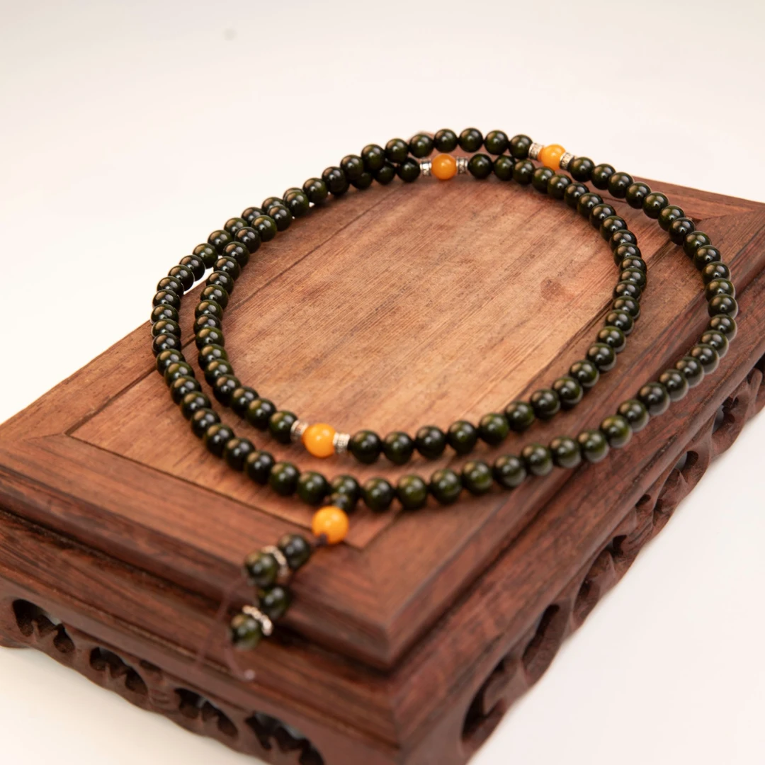 阴沉木0.8*108颗手持挂串(无礼盒)-A017