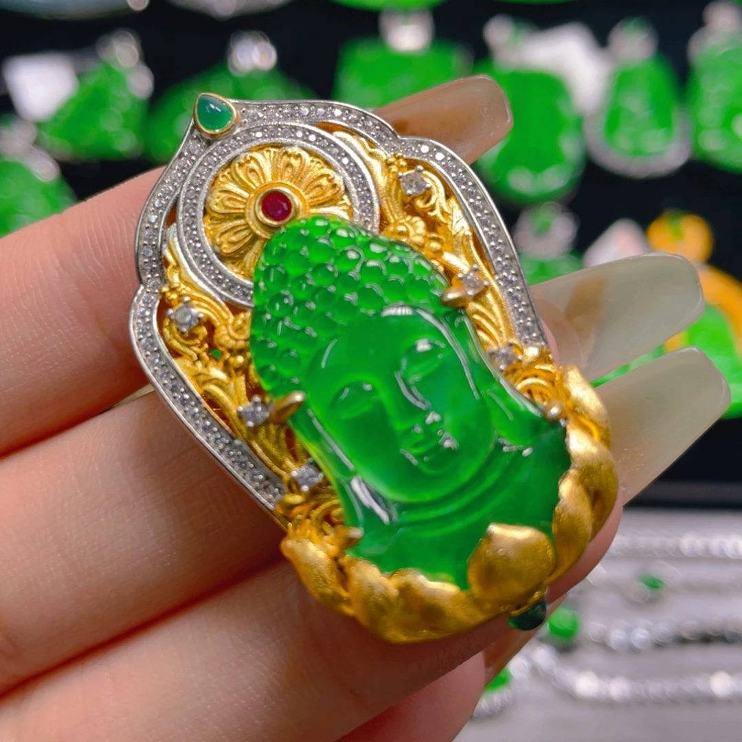 翡翠银S925镶嵌吊坠(不含链)