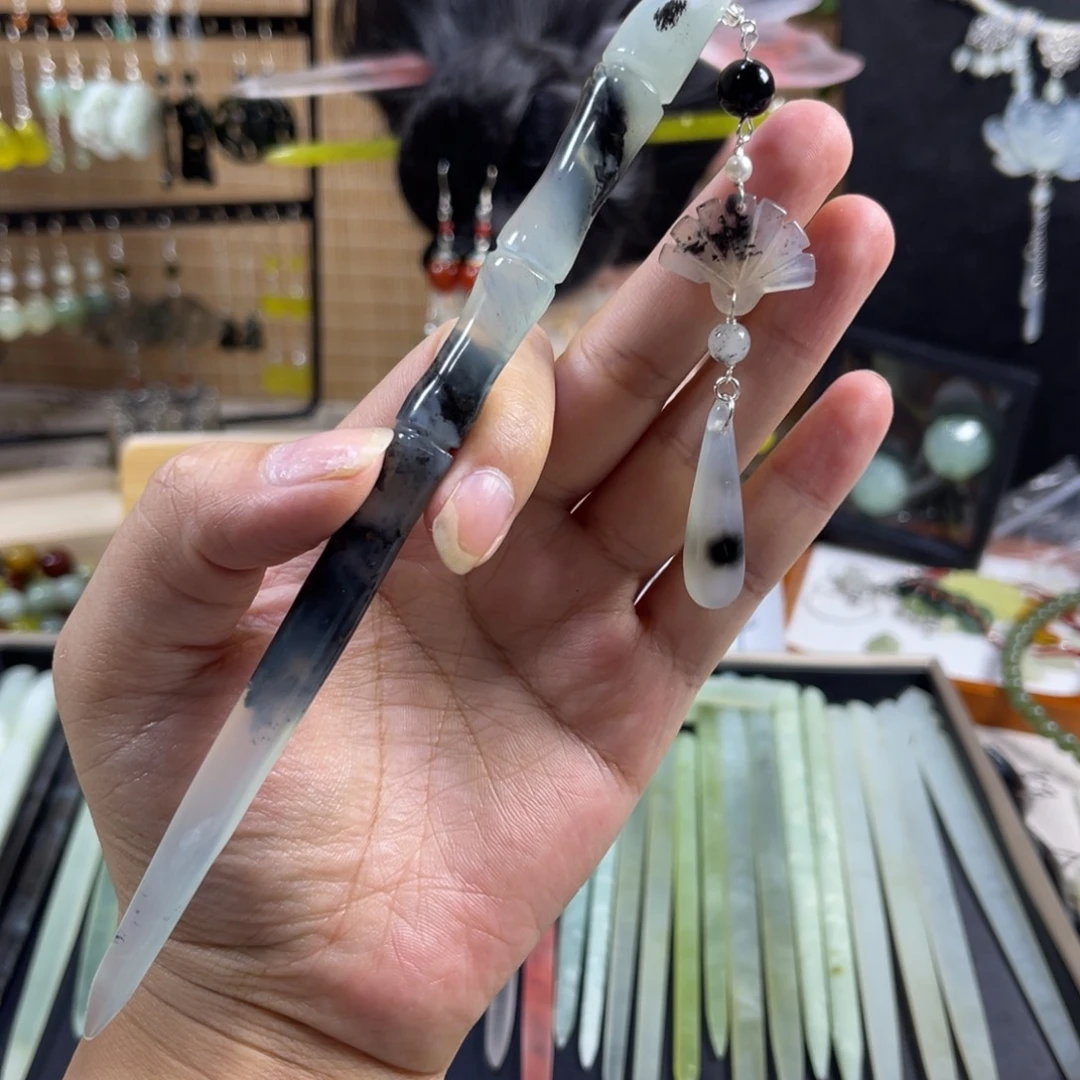 蛇纹石玉未镶嵌发饰