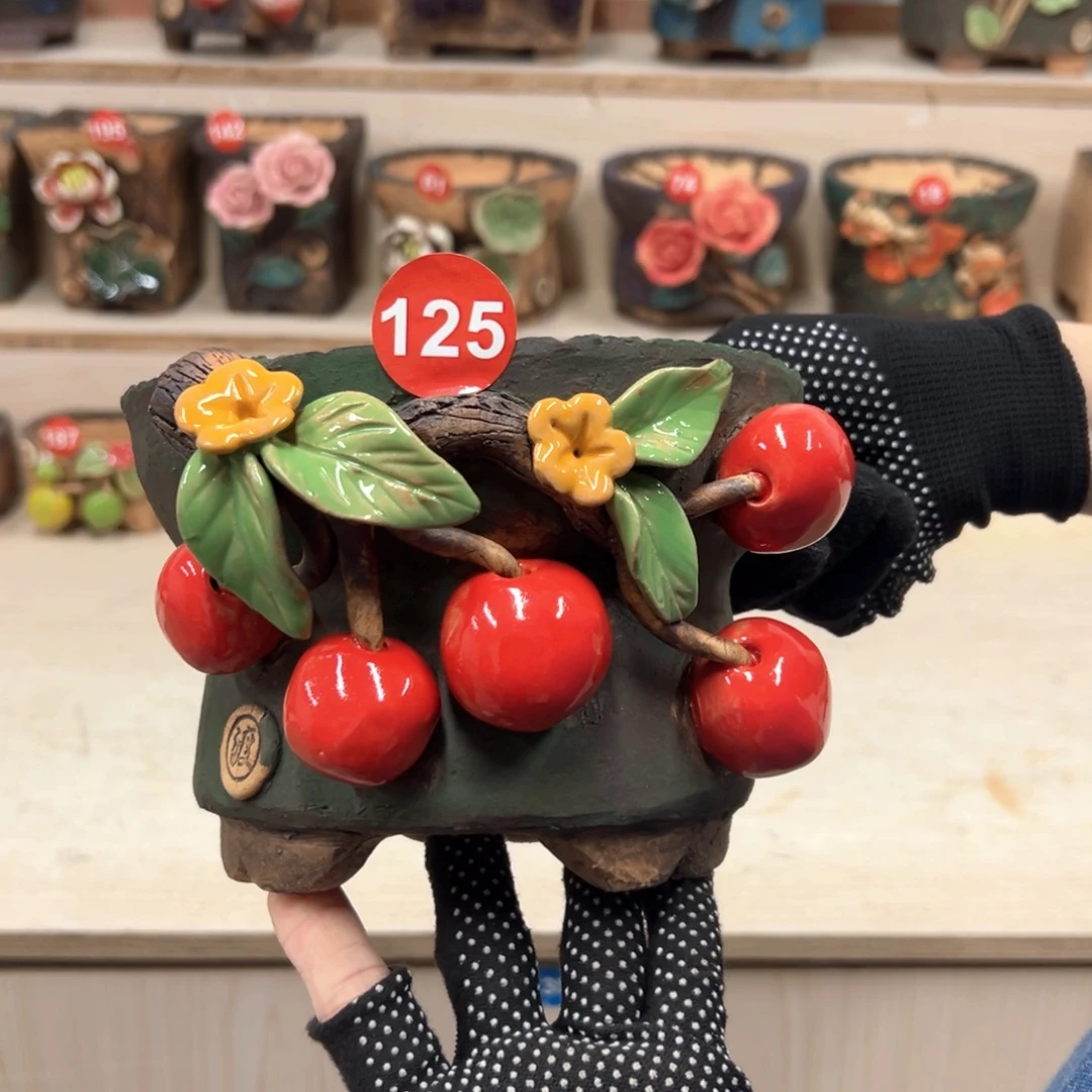 紫砂花盆125号内口14.5外高12