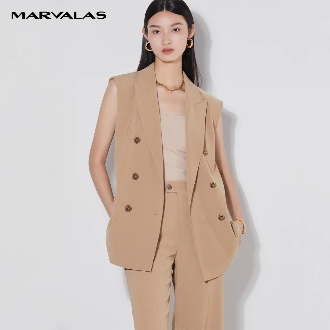 【小北专属】M400221#曼德诗西装领马甲女薄款2022年夏新款马夹无