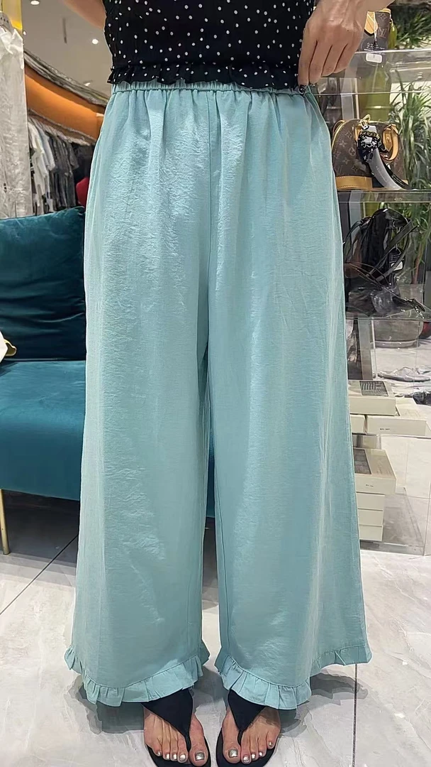 KM-时尚法式木耳花边百搭显瘦休闲裤9322-1（裤长95左右）