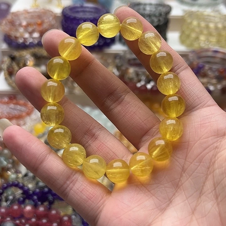 水晶手链未镶嵌蜜糖拉丝黄莹石手链11