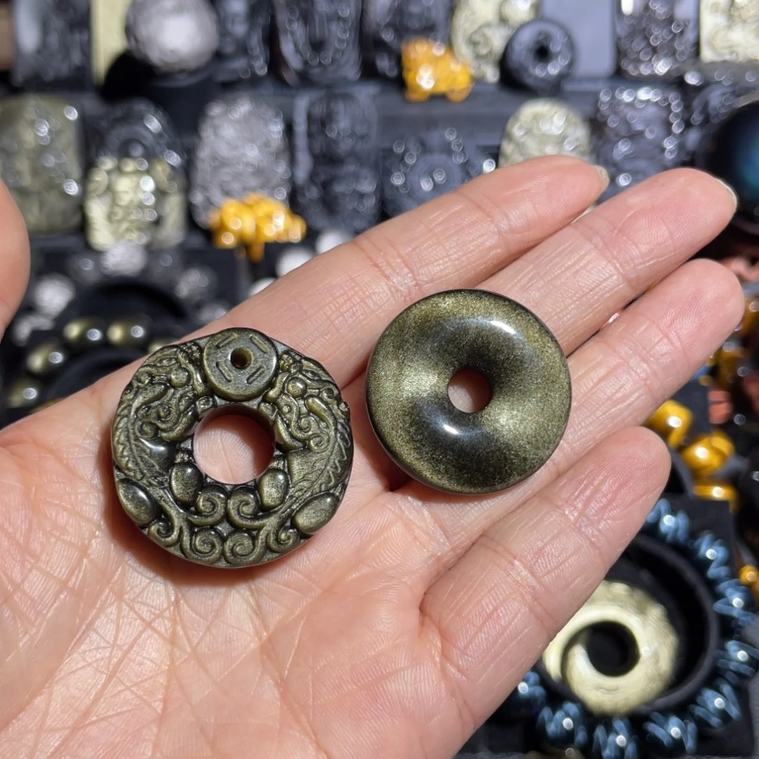 黑曜岩未镶嵌吊坠(赠链)傻*的