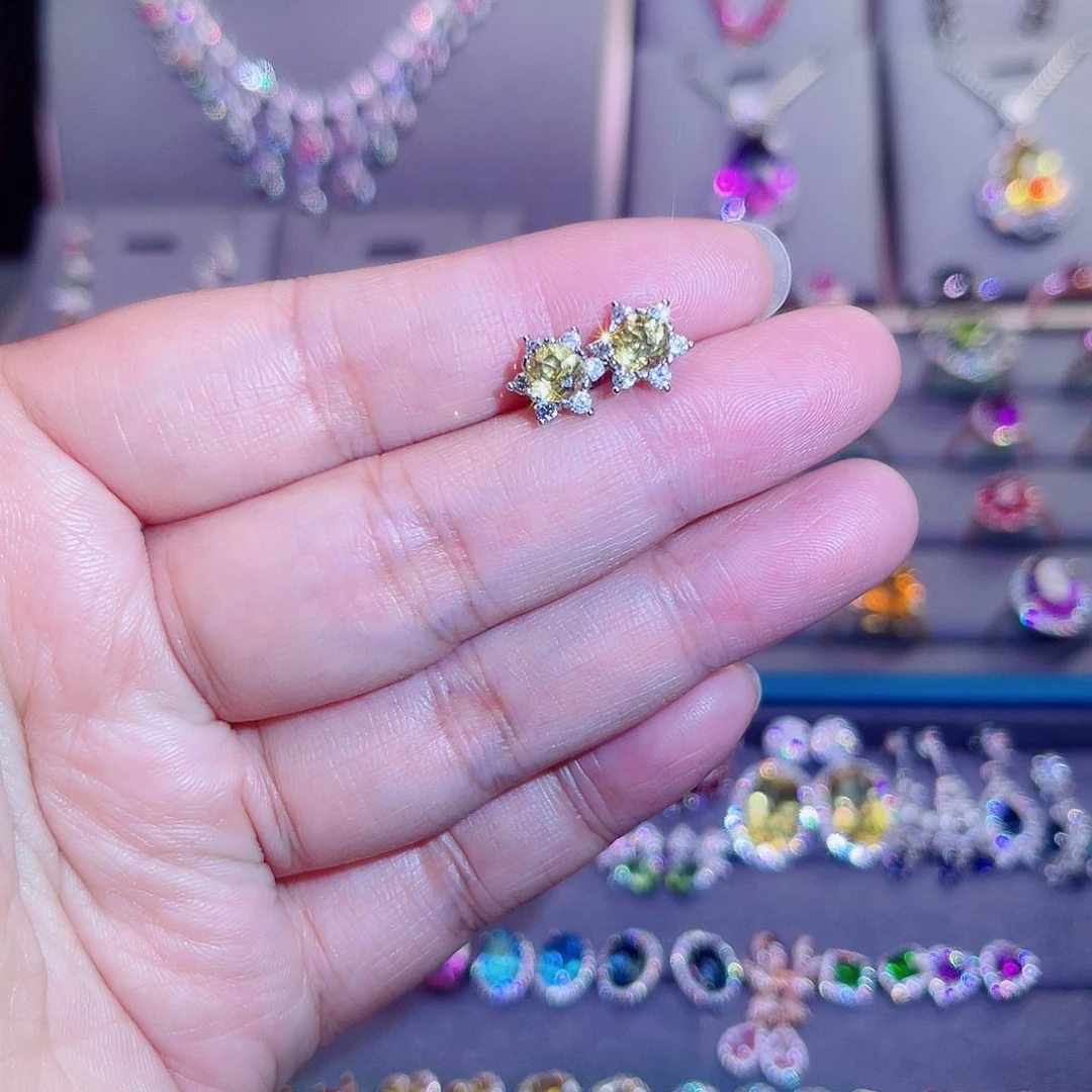 银S925镶嵌耳饰黄晶