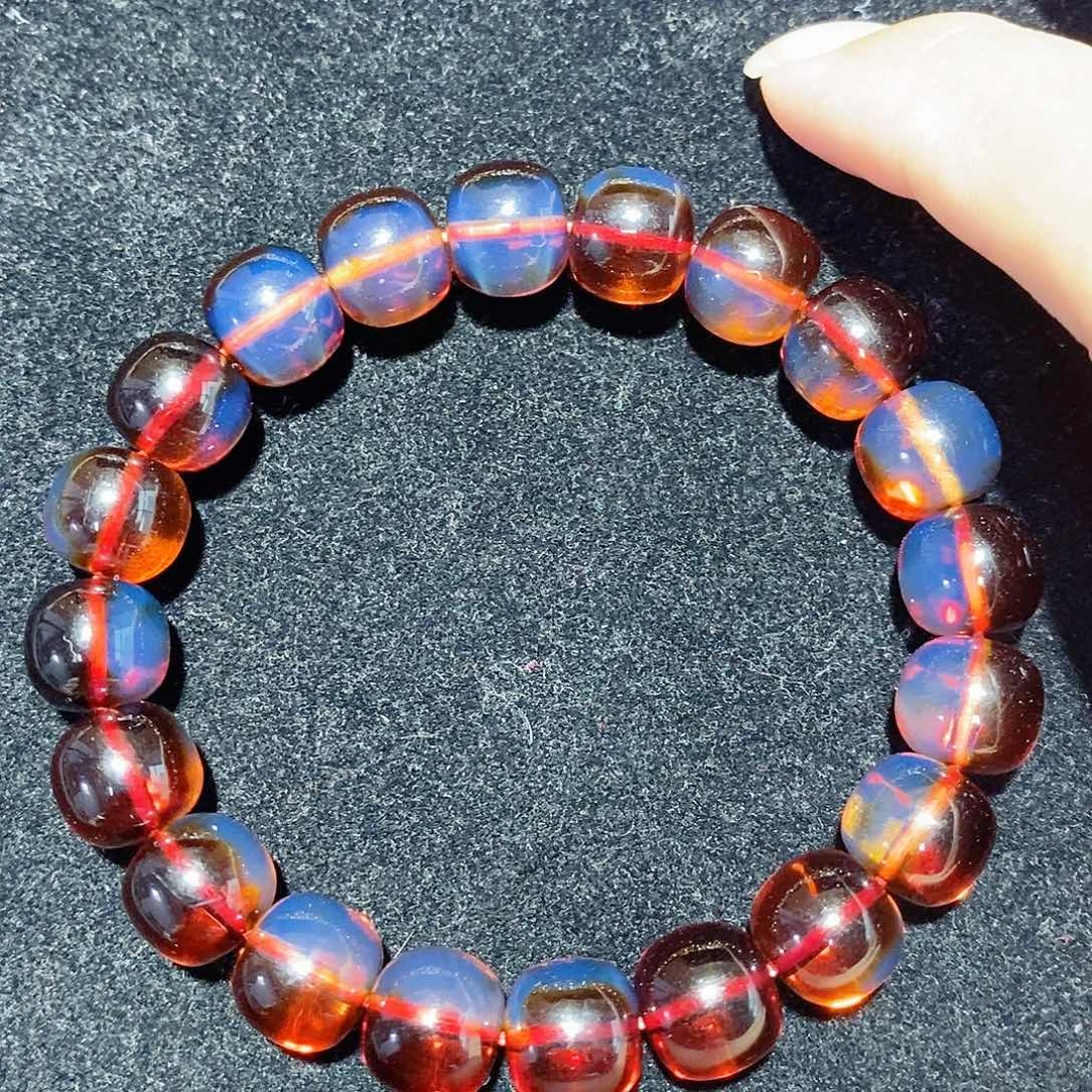 蓝珀未镶嵌珠宝奇石10MM红蓝老型