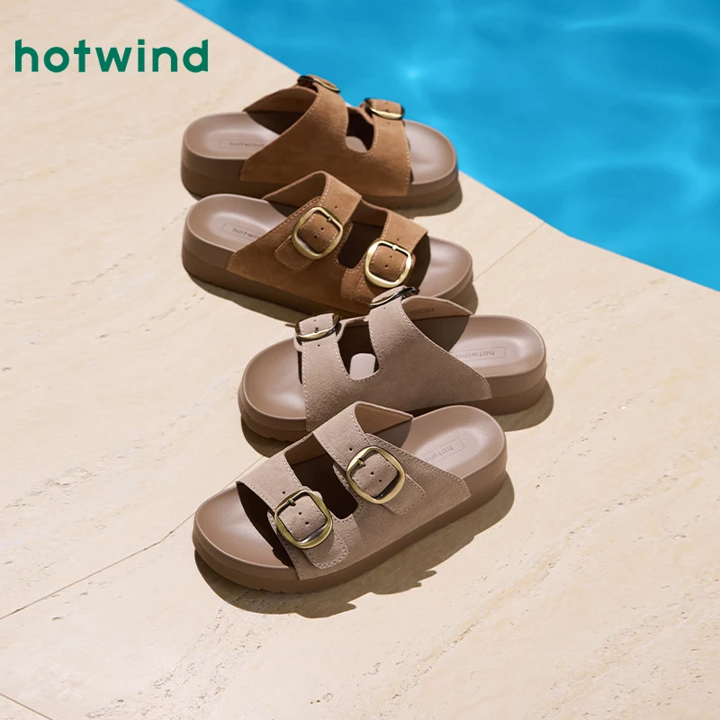 热风2025年夏季新款女士时尚拖鞋H51W25215