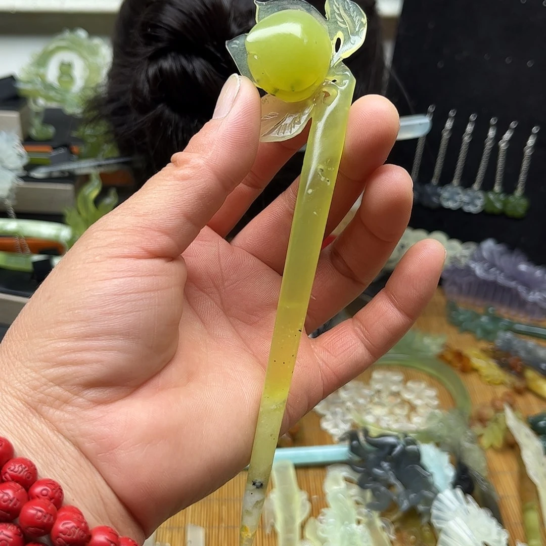 非金属天然岫玉发簪