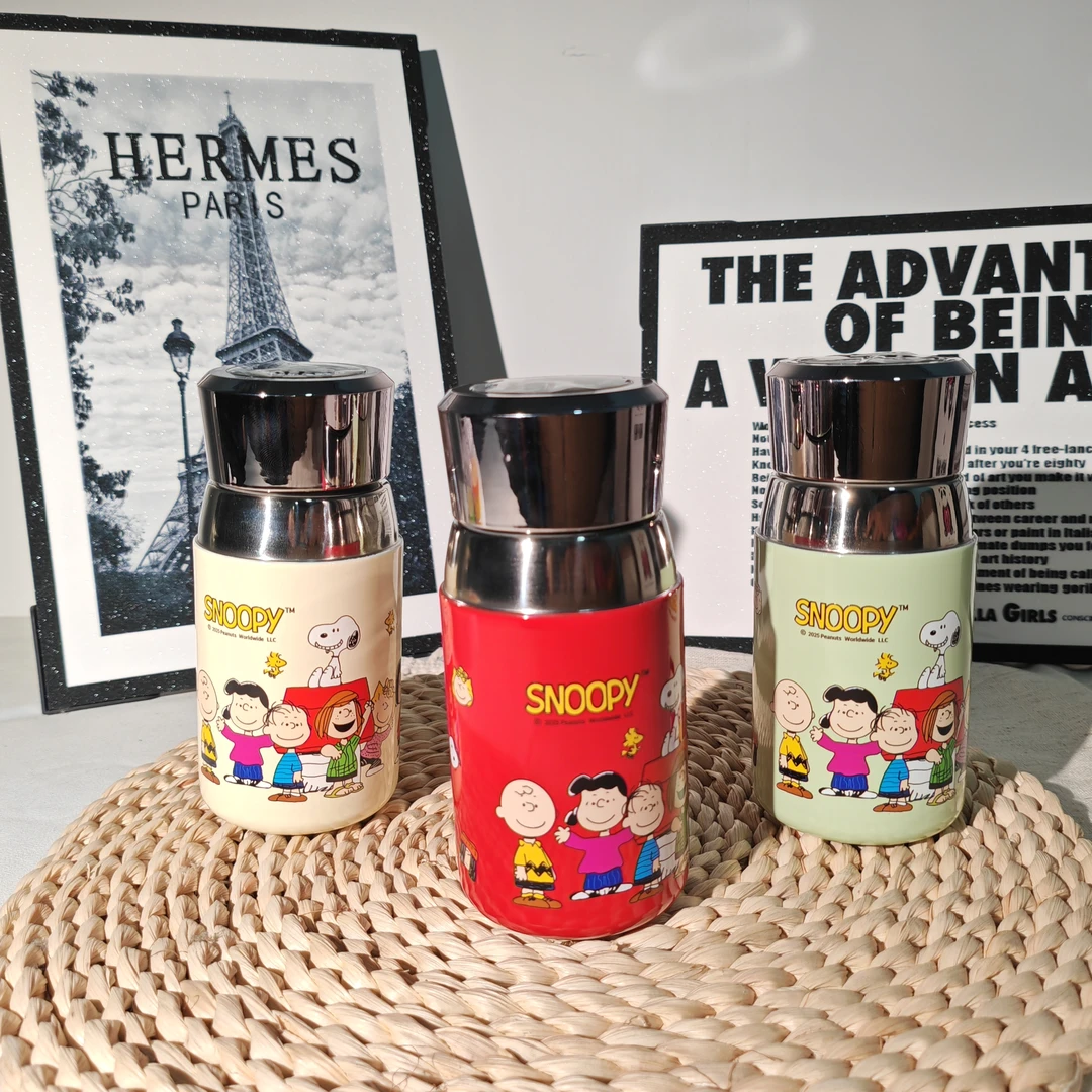 正品史努比真空保温杯不锈钢女士水杯男士大口办公汽车杯言