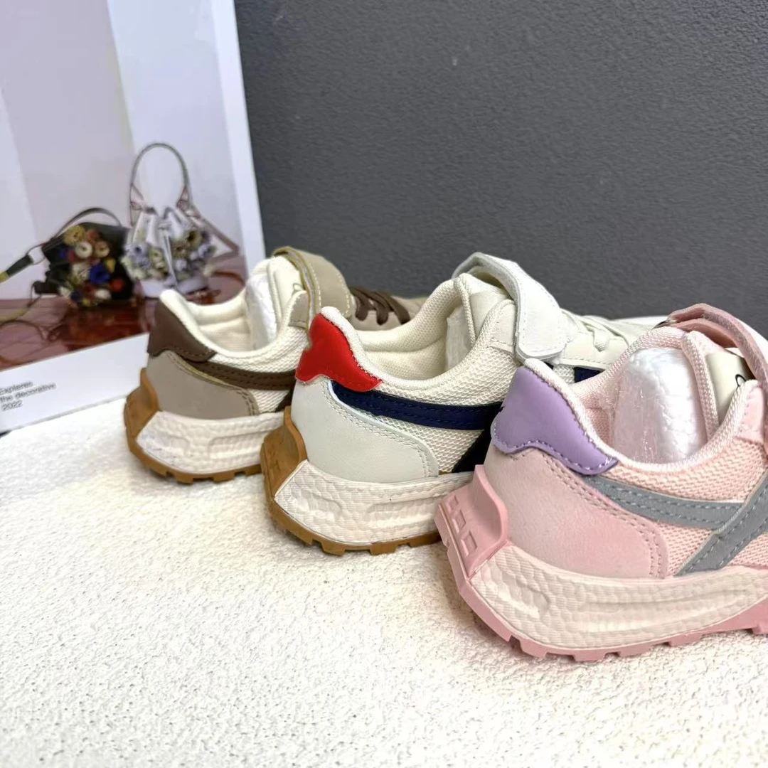 【823】2024 秋冬季新款儿童网拼皮面运动秋款洋气魔术贴榴莲鞋