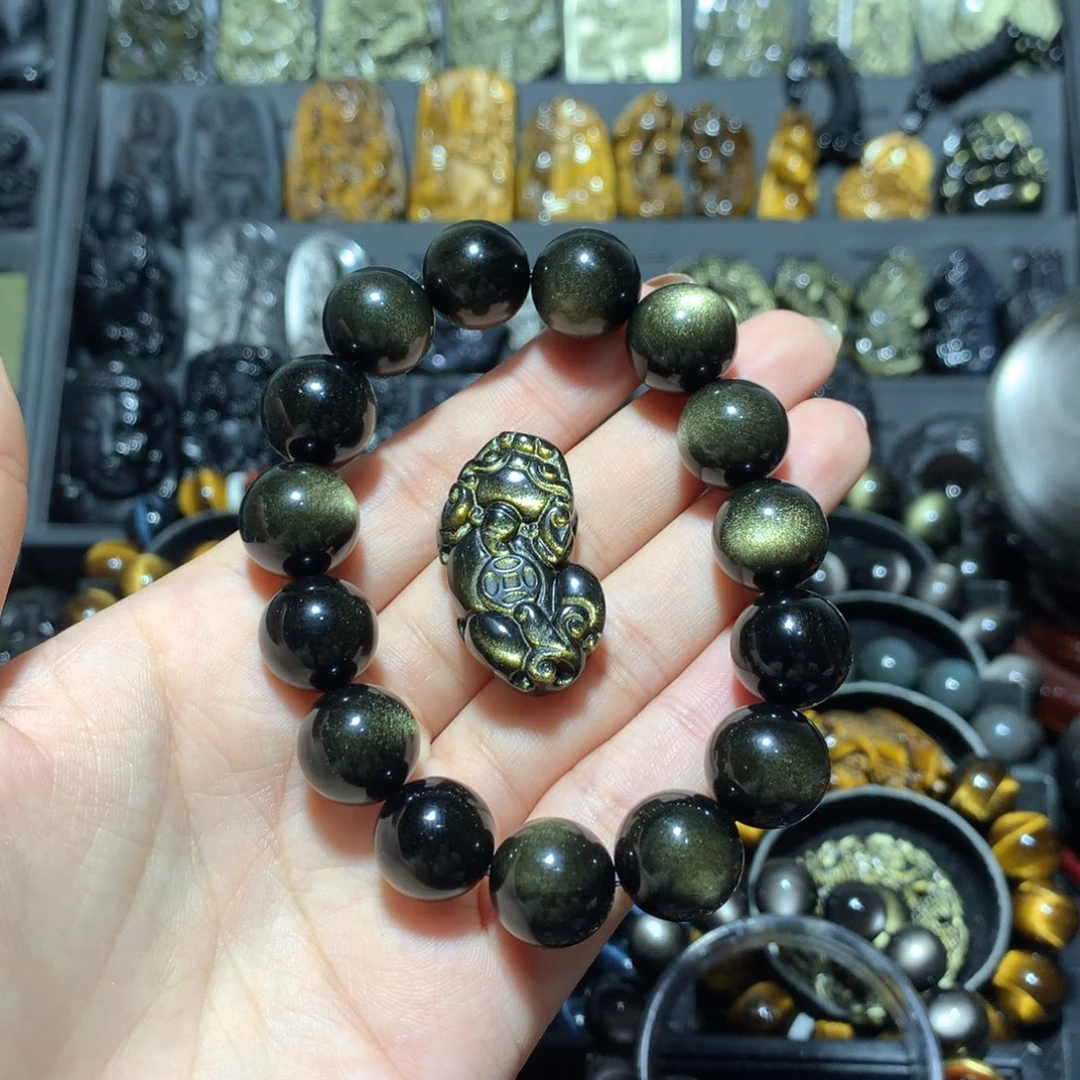 未镶嵌黑曜岩手链微****丶