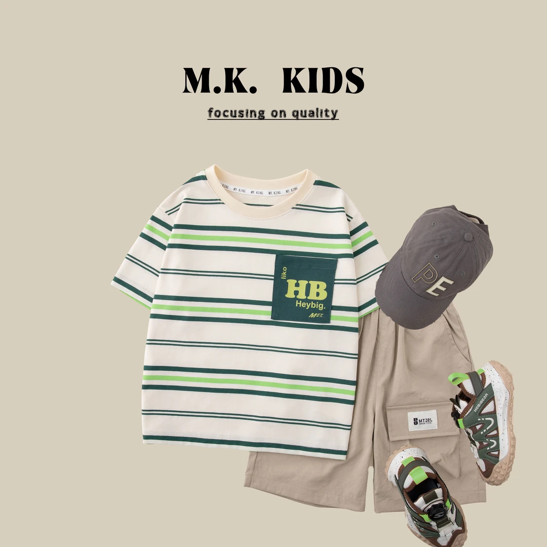 现货儿童夏款短袖套装2025新款男童时尚T恤两件套XA8360华子童装