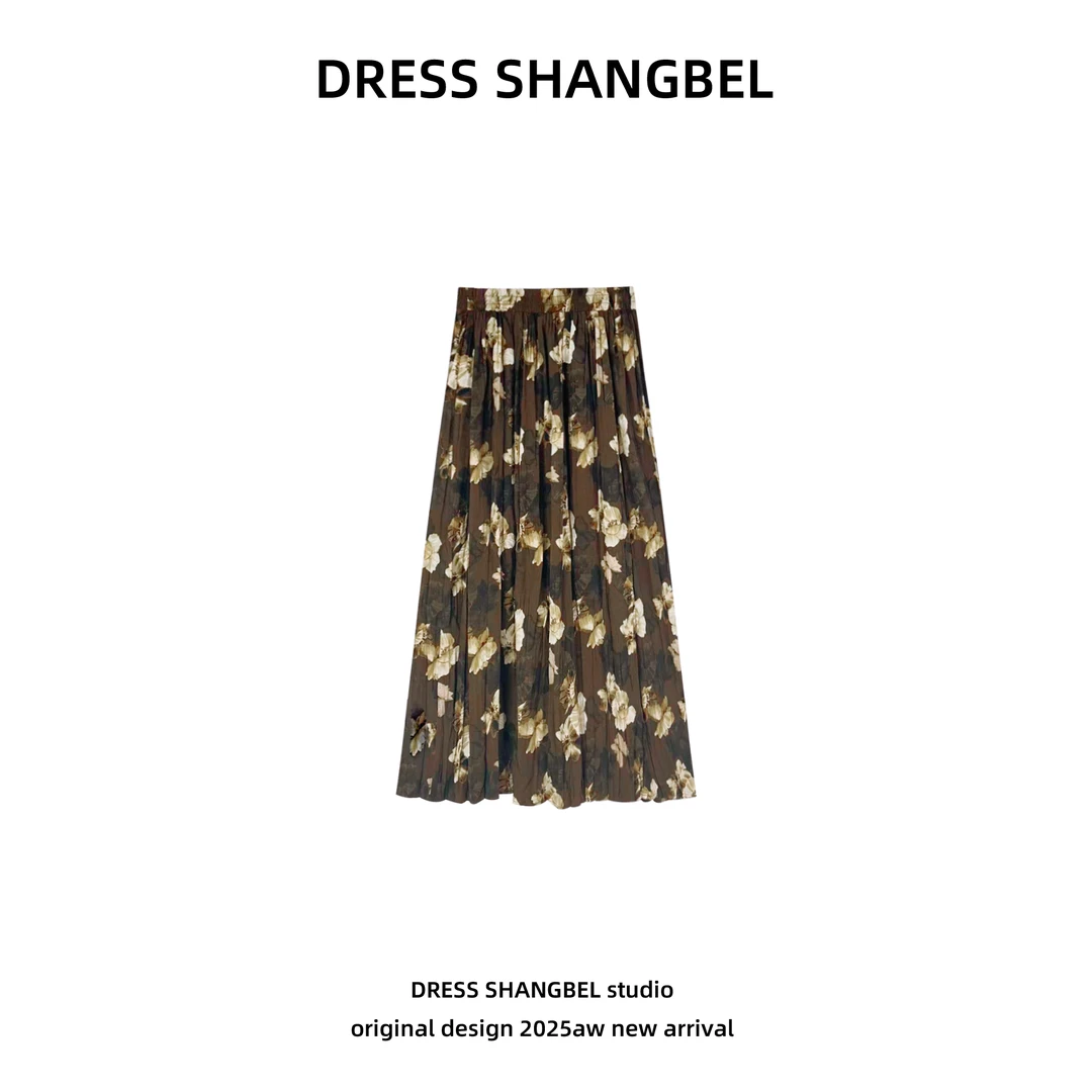 DRESS-秋季新款C99【枯叶蝶 】韵味优雅显瘦花色半身裙5993H