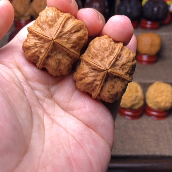 把件文玩核桃75小饼干四棱34