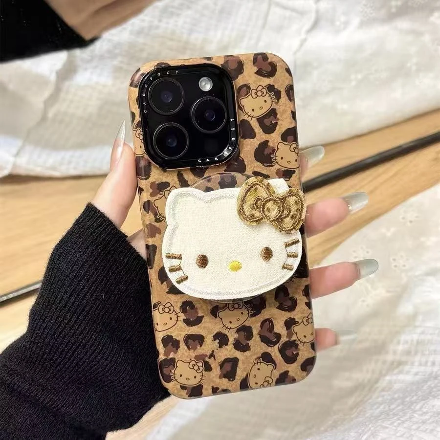 磁吸豹纹KT适用iPhone17promax时尚个性苹果16手机壳可爱15少女心