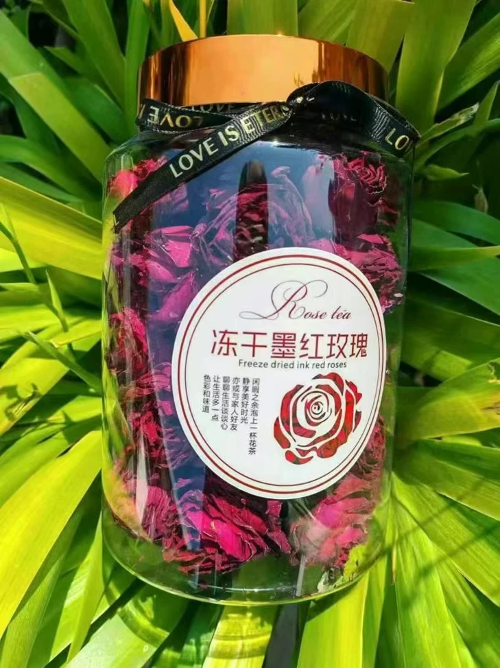 云南冻干墨红玫瑰头茬大朵重瓣红玫瑰干花冠茶养生花茶