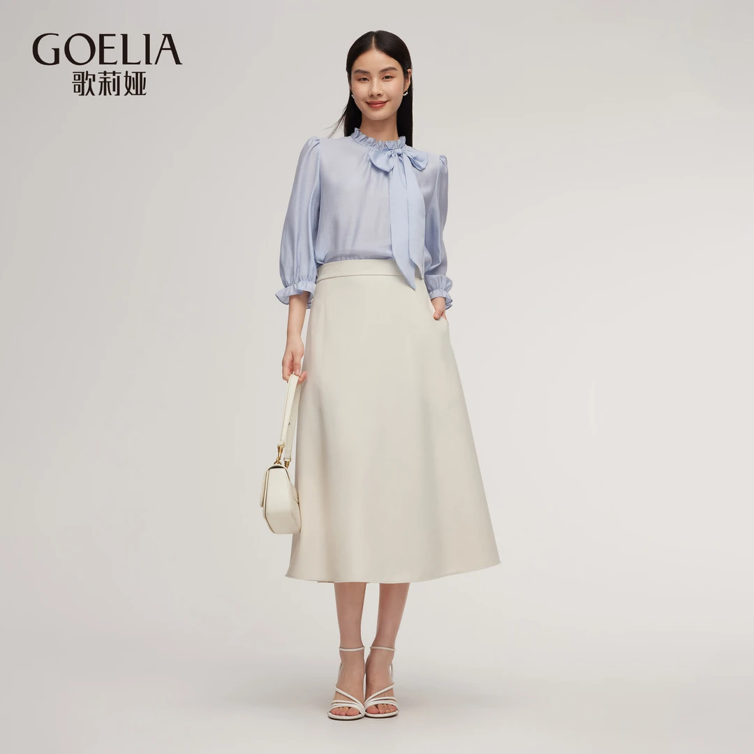 歌莉娅 秋季新品  衬衫上衣+半裙+可拆蝴蝶结1E8LAB0T0