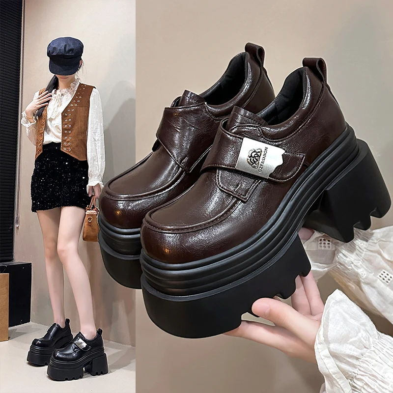 配裙子乐福鞋女2025新款爆款秋季厚底松糕单鞋女高跟英伦风小皮鞋