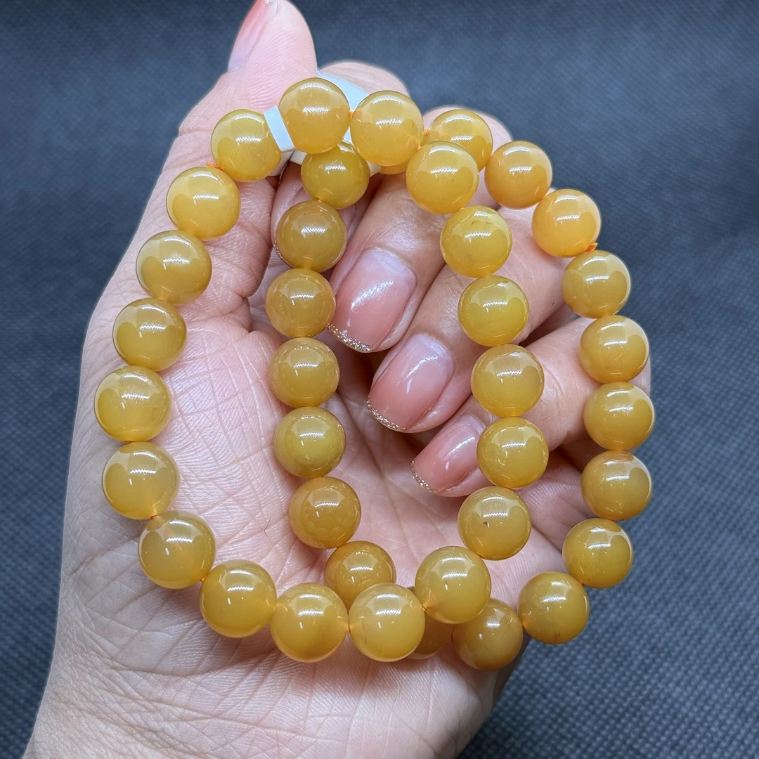 晶匠天然黄兔毛手串10-11mm+多样性发一