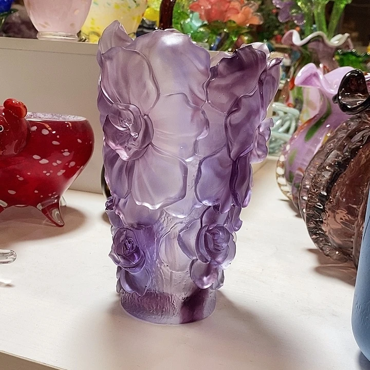 古法琉璃花瓶高22厘米口径10