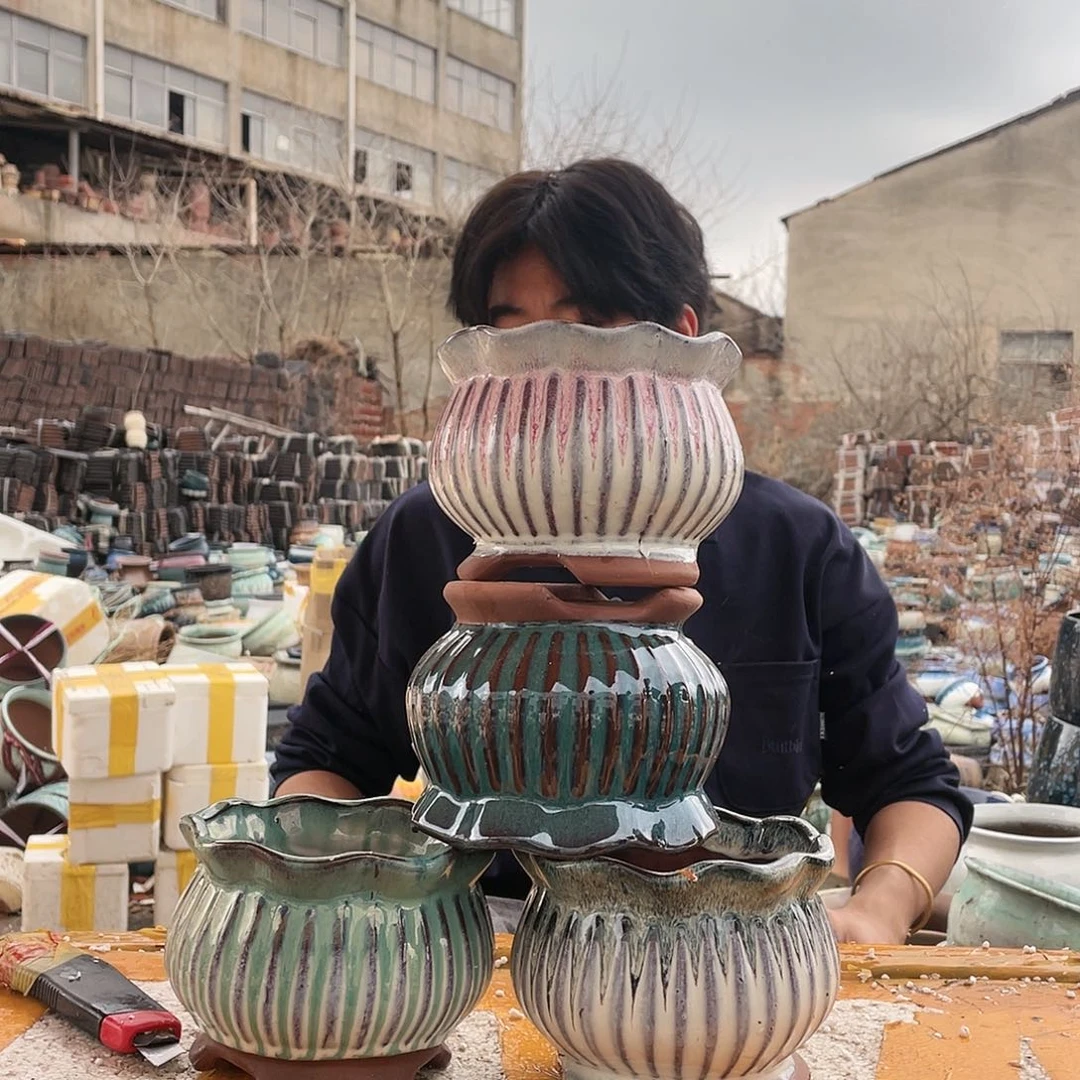 无铅玻璃宜兴紫砂花盆