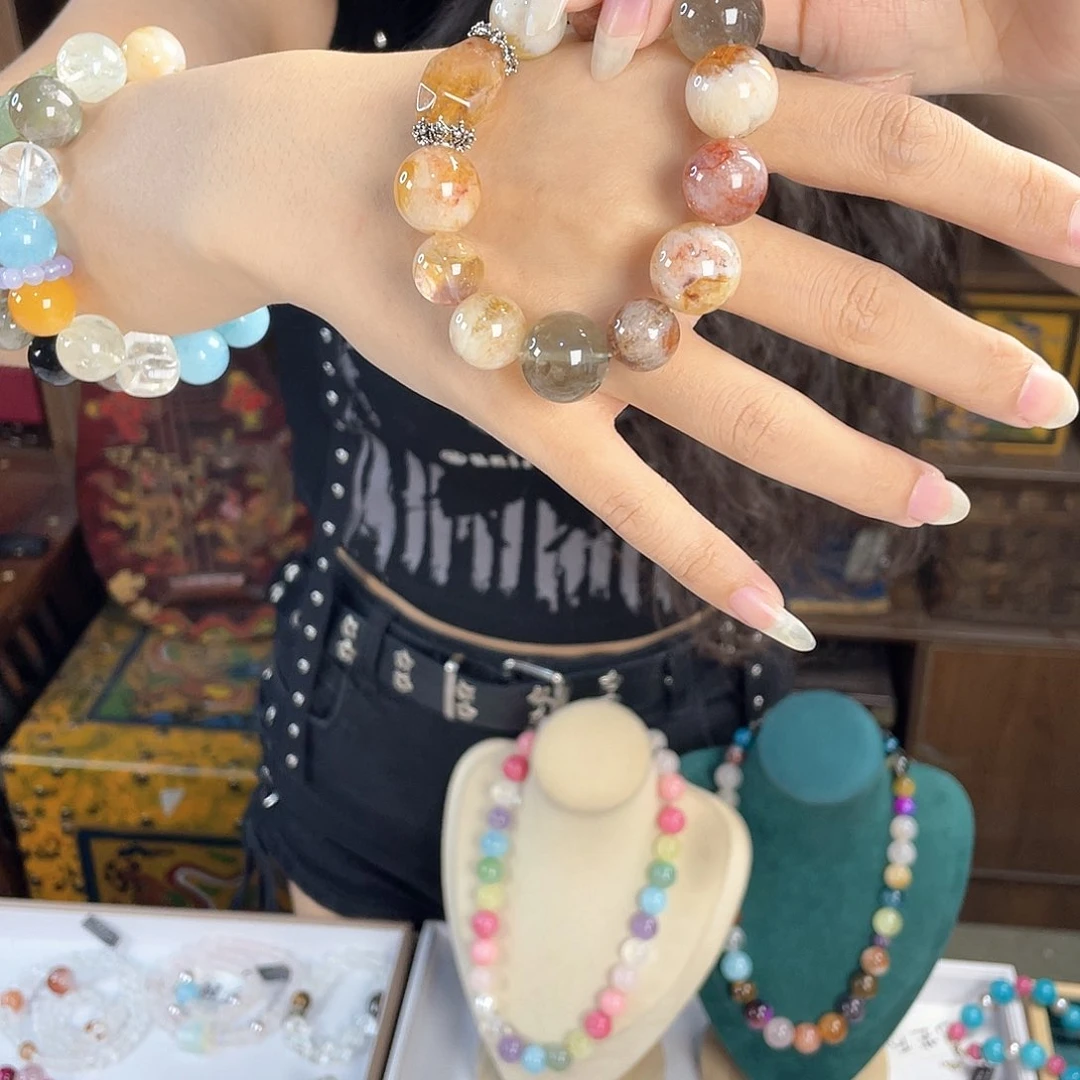 水晶手链银S925镀金镶嵌