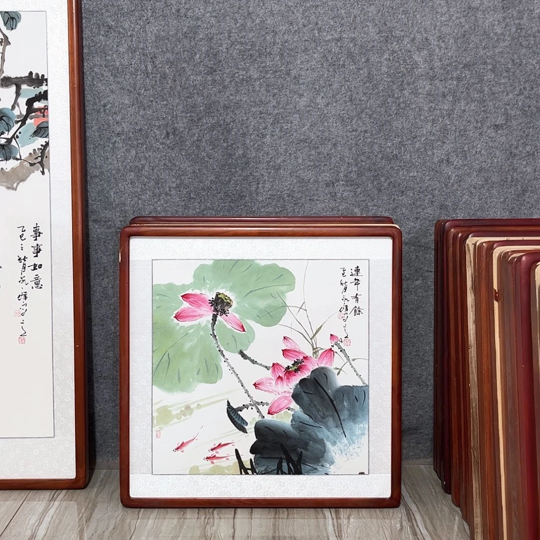 国画书画作品带框63×63
