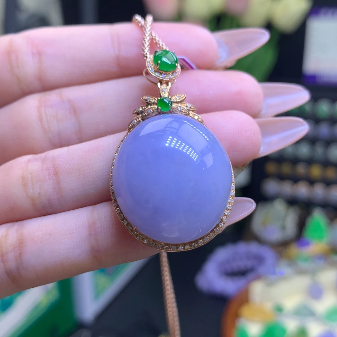 翡翠颈饰18K金镶嵌天然