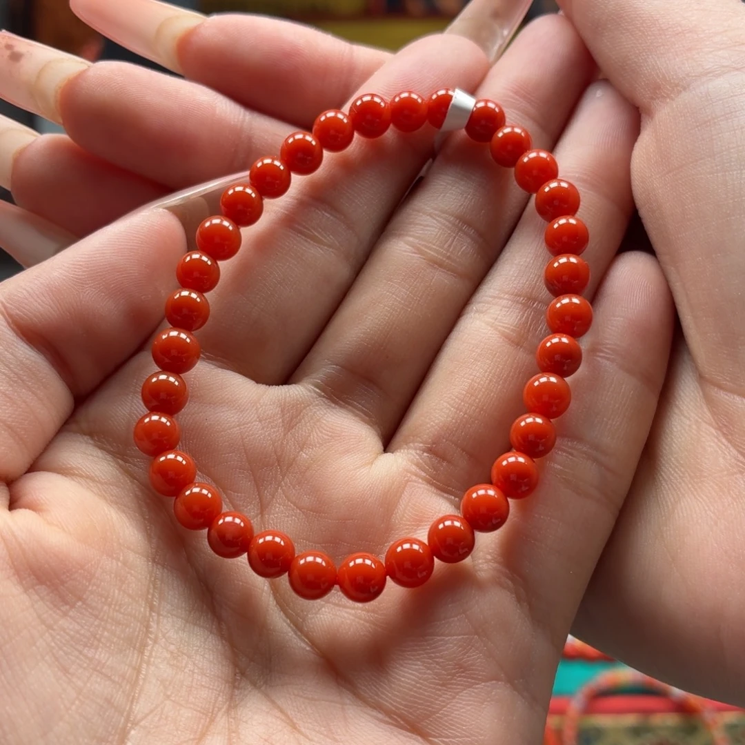 南红玛瑙未镶嵌手串原矿保山南红啊东寨柿子红手串卡5大+