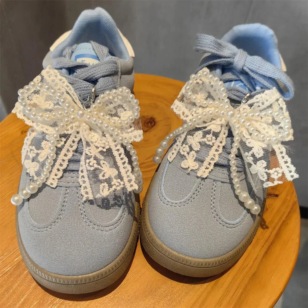 韩版蕾丝蝴蝶结鞋扣可拆卸高级感小香风鞋子装饰扣少女小皮鞋配饰