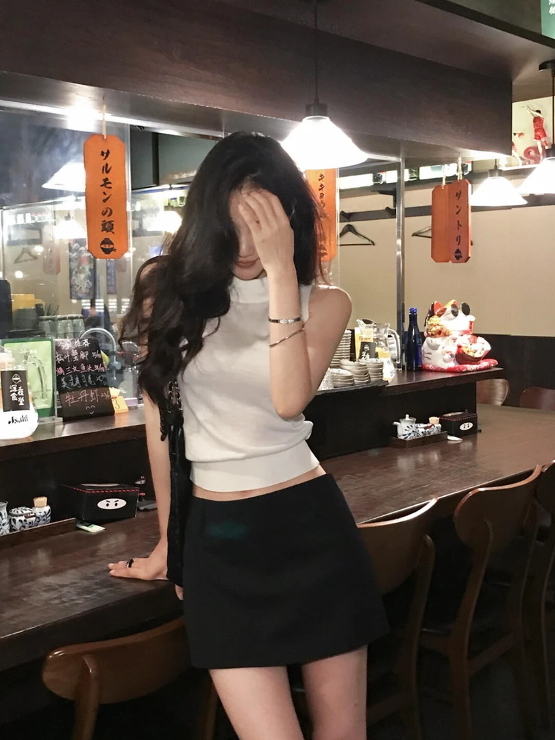 时尚套装通勤风休闲风上衣时尚气质性感韩版高腰短袖显瘦针织辣妹